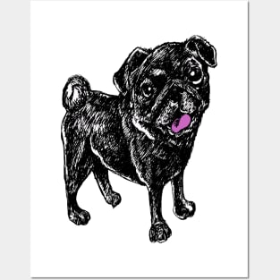 Black Pug Dog of Halloween Posters and Art